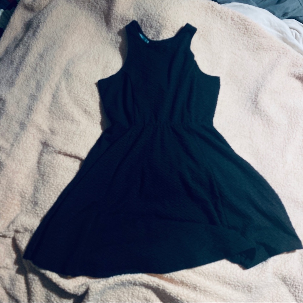 black a-line textured dress